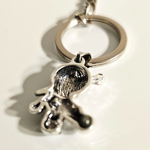 Gothic Voodoo Doll Keychain Cute Red Heart Charm Silver Metal Horror Gift - Picture 3 of 4